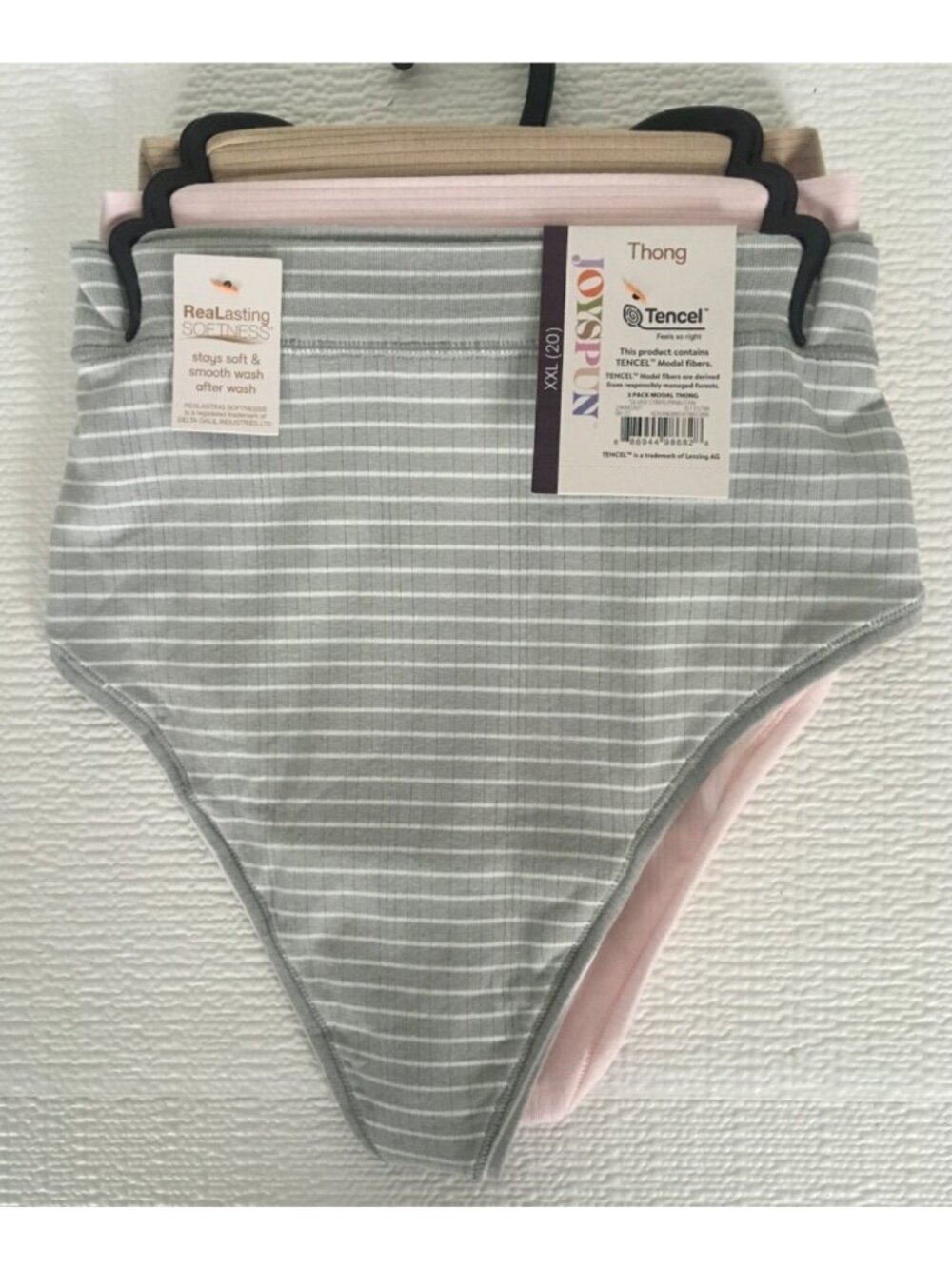 Joyspun 3 Pack Thong Underwear Size XXL 20 Pink Tan Gray and White New w Tags
